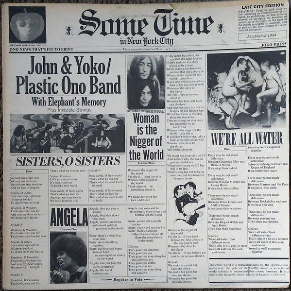 John & Yoko* / Plastic Ono Band* : Some Time In New York City (2xLP, Album, Jac)