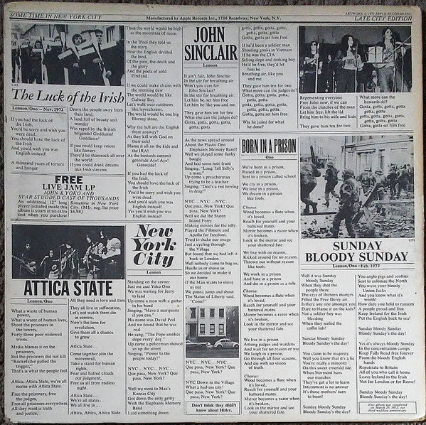 John & Yoko* / Plastic Ono Band* : Some Time In New York City (2xLP, Album, Jac)