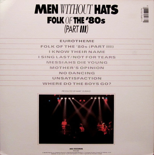 Men Without Hats : Folk Of The '80s (Part III) (LP, Album, Glo)