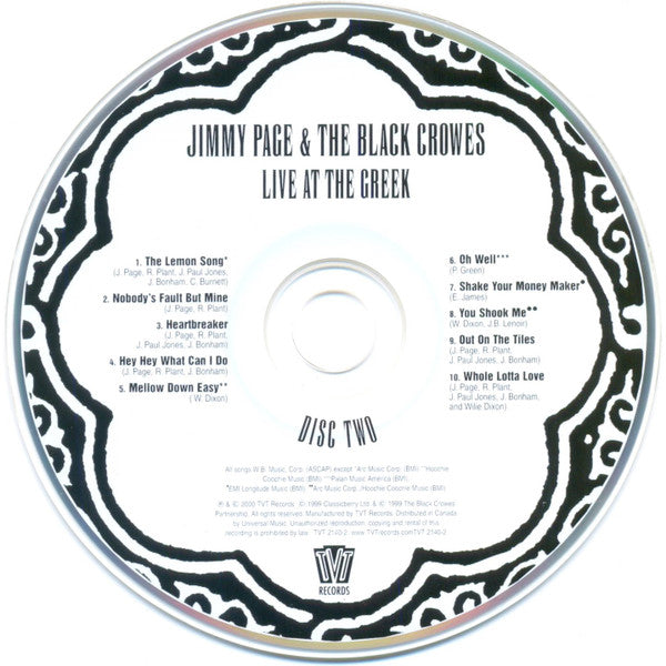 Jimmy Page & The Black Crowes : Live At The Greek (2xCD, Album, Enh)