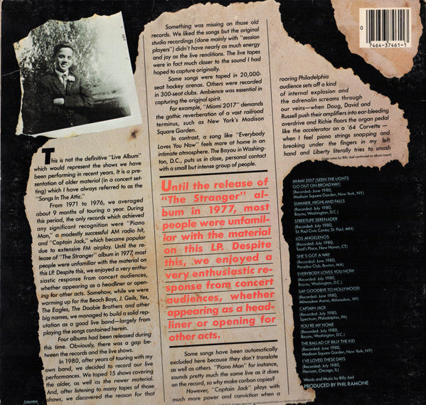 Billy Joel : Songs In The Attic (LP, Album, Car)