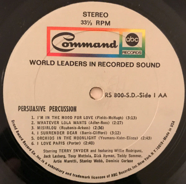 Terry Snyder And The All Stars : Persuasive Percussion (LP, Album, RE)