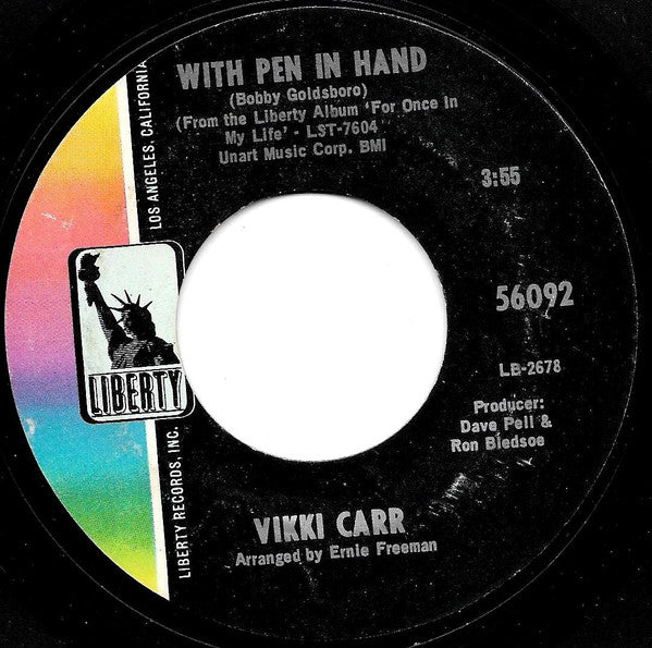 Vikki Carr : With Pen In Hand (7", Single, Styrene, She)