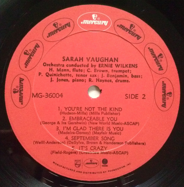 Sarah Vaughan : Sarah Vaughan (LP, Album, Mono, RE, Red)