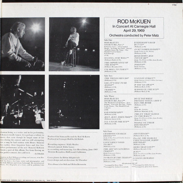 Rod McKuen : At Carnegie Hall (2xLP, Album, RE)