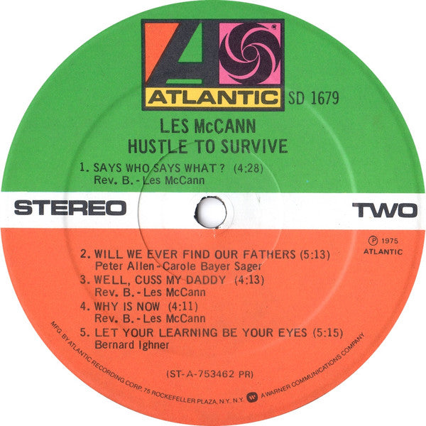 Les McCann : Hustle To Survive (LP, Album, PR)