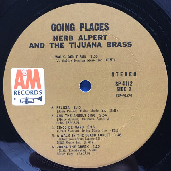 Herb Alpert And The Tijuana Brass* : !!Going Places!! (LP, Album, Ter)