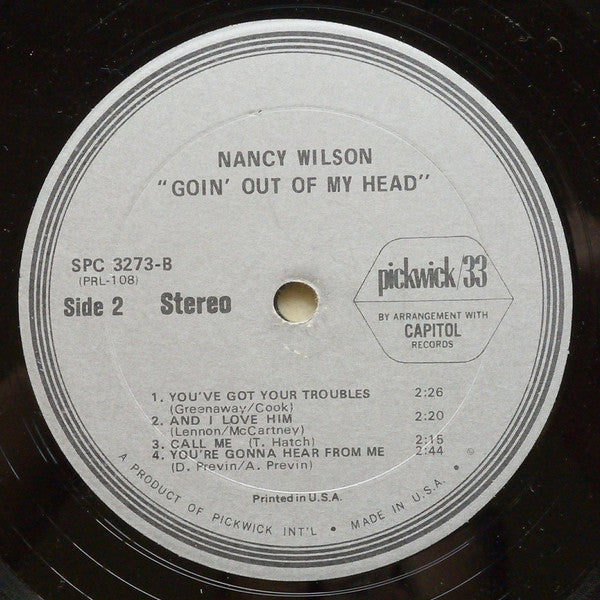 Nancy Wilson : Goin' Out Of My Head (LP, Album, RE)