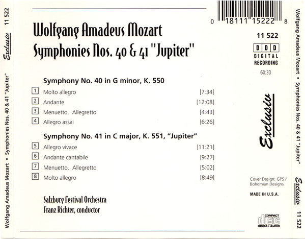 Wolfgang Amadeus Mozart : Symphony Nos. 40 & 41 "Jupiter" (CD, Album)