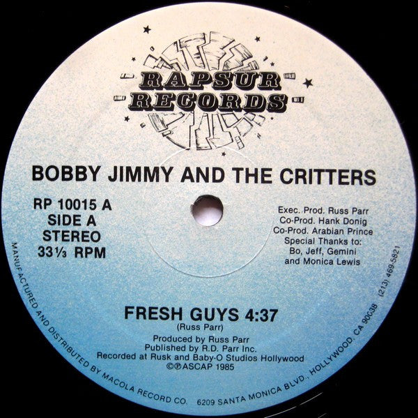 Bobby Jimmy And The Critters : Fresh Guys (12")