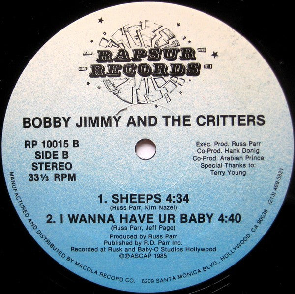 Bobby Jimmy And The Critters : Fresh Guys (12")