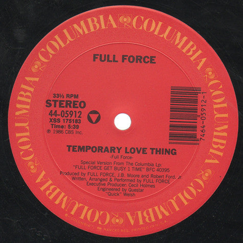 Full Force : Temporary Love Thing (12")