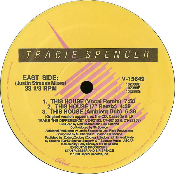 Tracie Spencer : This House (12", Single)