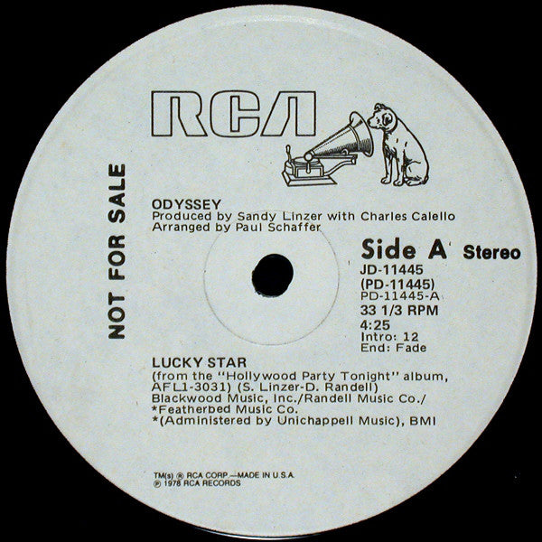 Odyssey (2) : Lucky Star / You Wouldn't Know A Real Live True Love If It Walked Right Up, Kissed You On The Cheek And Said Hello Baby (12", Promo)