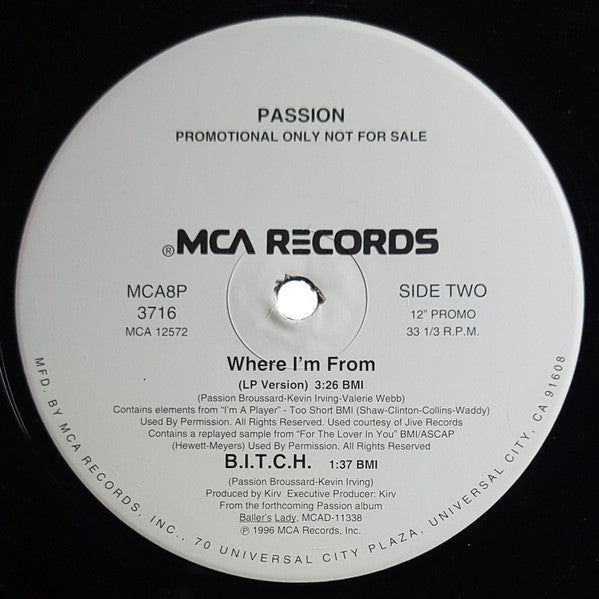 Passion : Where I'm From (12", Promo)