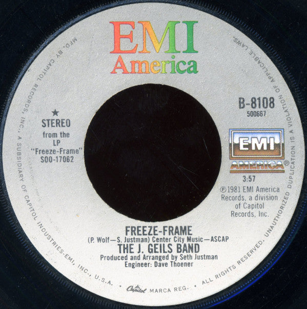 The J. Geils Band : Freeze-Frame (7", Jac)