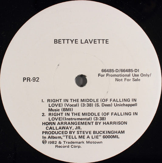 Bettye Lavette / Smokey Robinson : Right In The Middle (Of Falling In Love) / Tell Me Tomorrow (12", Promo)