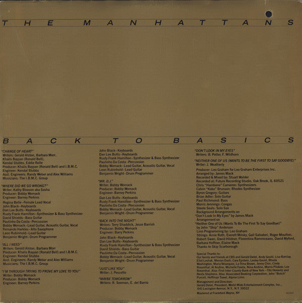 The Manhattans* : Back To Basics (LP, Album)