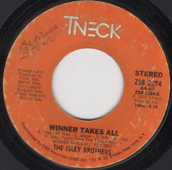 The Isley Brothers : Winner Takes All (7", Single, Ter)