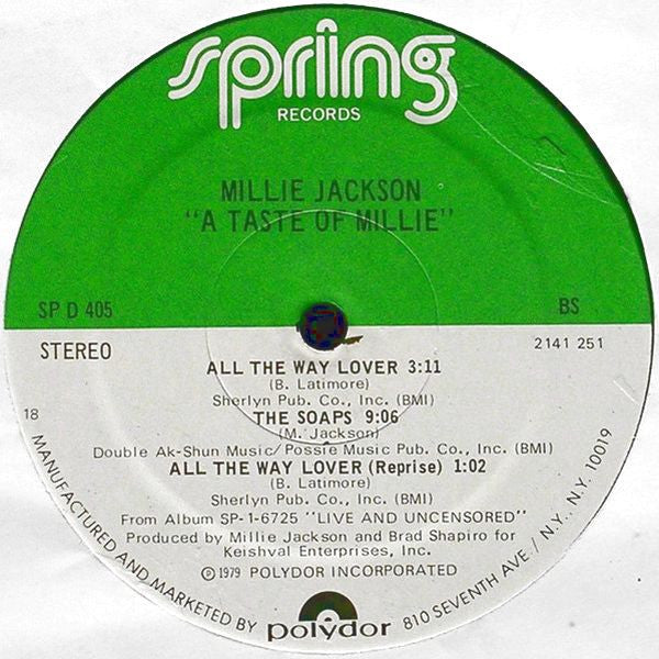 Millie Jackson : A Taste Of Millie (12", Ltd)