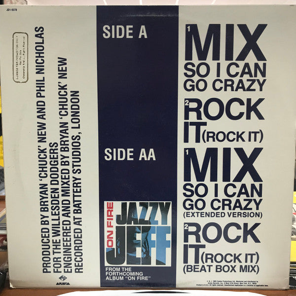 Jazzy Jeff : Mix So I Can Go Crazy/ Rock It (12", Promo)