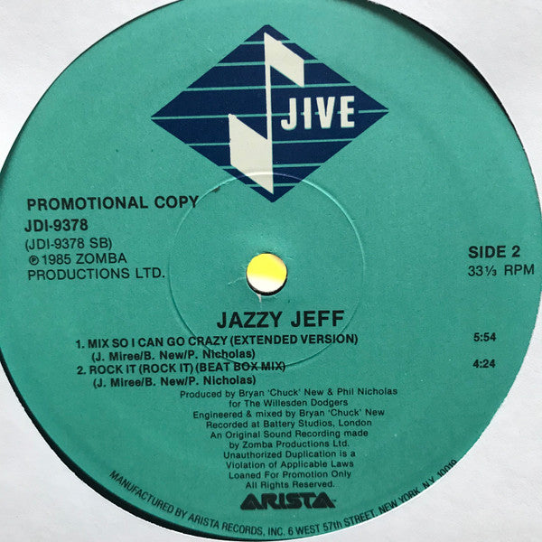 Jazzy Jeff : Mix So I Can Go Crazy/ Rock It (12", Promo)