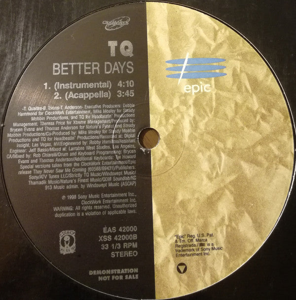 TQ : Better Days (12", Maxi, Promo)