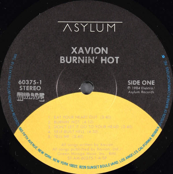 Xavion : Burnin' Hot (LP, Album, SP )