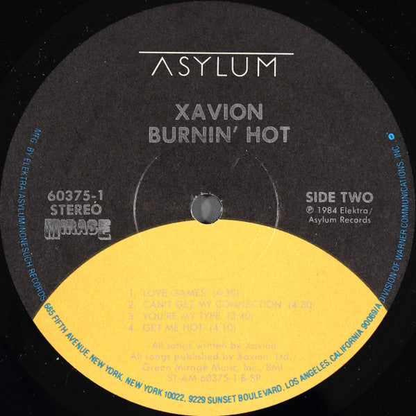 Xavion : Burnin' Hot (LP, Album, SP )