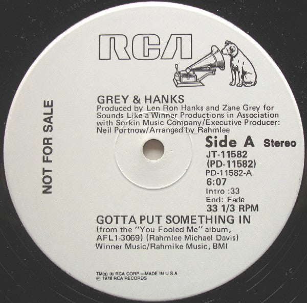 Grey And Hanks : Gotta Put Something In (12", Single, Promo)