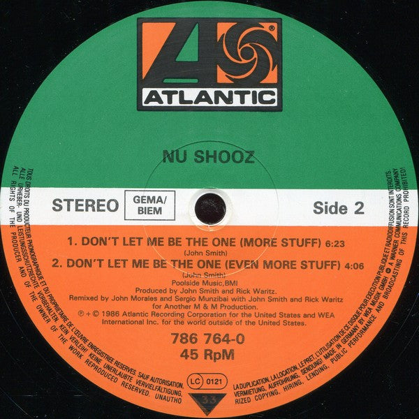 Nu Shooz : Don't Let Me Be The One (12", Maxi)