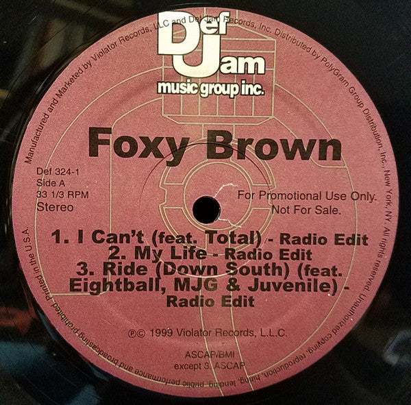 Foxy Brown : I Can't (12", Single, Promo)