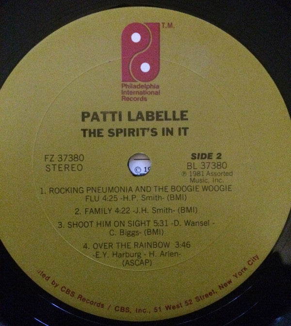 Patti LaBelle : The Spirit's In It (LP, Album, Ter)