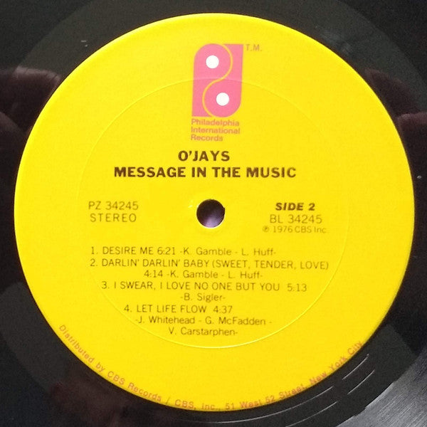 The O'Jays : Message In The Music (LP, Album, Pit)