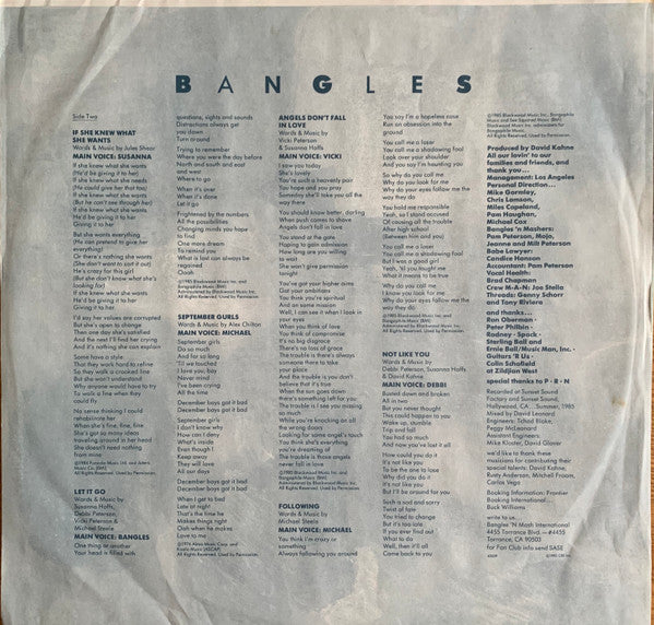 Bangles : Different Light (LP, Album, Car)