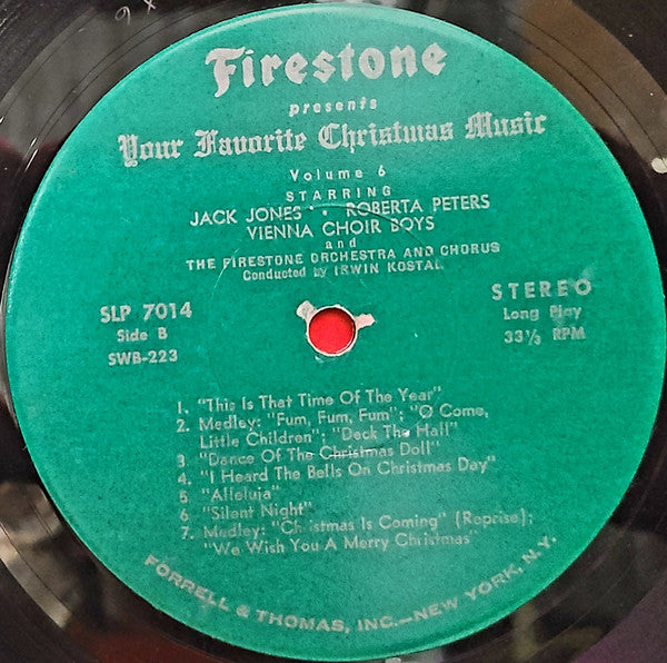 Jack Jones • Roberta Peters • Vienna Choir Boys* With Irwin Kostal Conducting The Firestone Orchestra And Chorus : Firestone Presents Your Favorite Christmas Music Volume 6 (LP, Album)