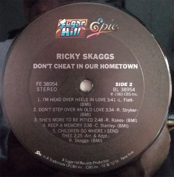 Ricky Skaggs : Don't Cheat In Our Hometown (LP, Album, Pit)