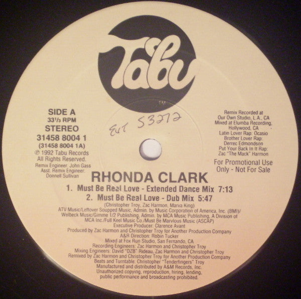 Rhonda Clark : Must Be Real Love (12", Promo)