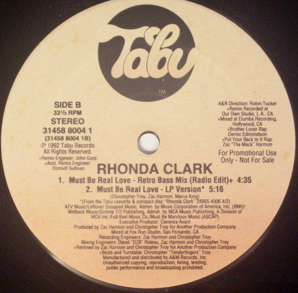 Rhonda Clark : Must Be Real Love (12", Promo)