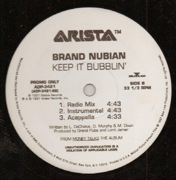 Angie Stone And Devox / Brand Nubian : Everyday / Keep It Bubblin' (12", Promo)