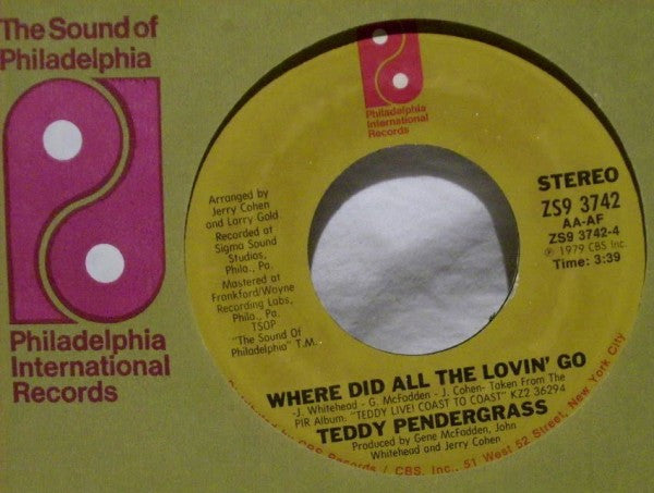 Teddy Pendergrass : It's You I Love / Where Did All The Lovin' Go (7", Styrene)