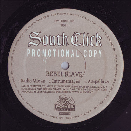 South Click : Rebel Slave / Breakout (12", Promo)