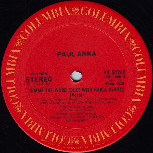 Paul Anka : Gimme The Word (12", Single)