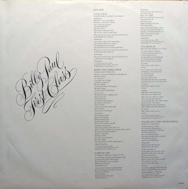 Billy Paul : First Class (LP, Album)