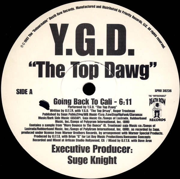 Top Dogg : Going Back To Cali (12", Promo)