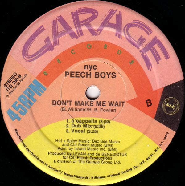 nyc Peech Boys* : This Magic Feeling / Don't Make Me Wait (12")