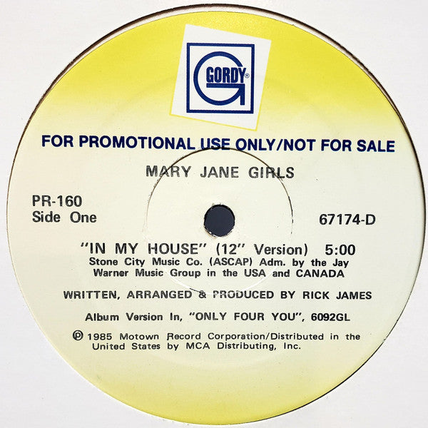 Mary Jane Girls : In My House (12", Single, Promo)