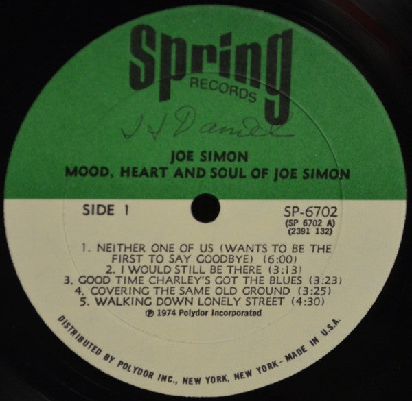 Joe Simon : Mood, Heart And Soul (LP, Album)