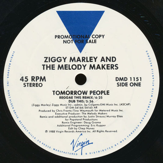 Ziggy Marley And The Melody Makers : Tomorrow People (12", Promo)