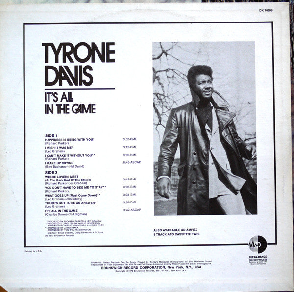 Tyrone Davis : It's All In The Game (LP, Album)